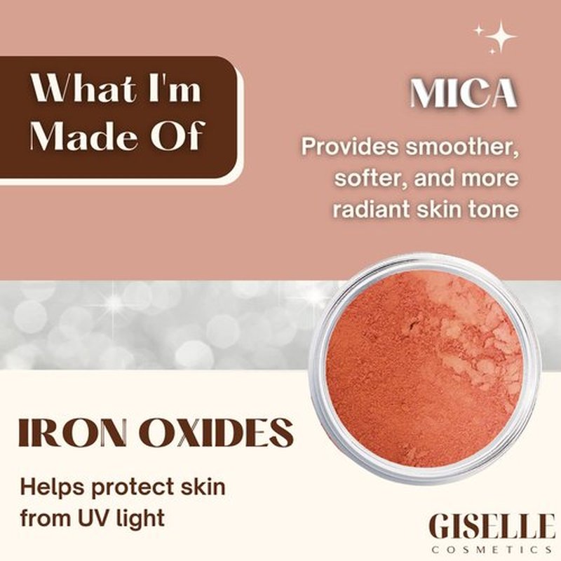 Giselle Cosmetics Rich Girl Matte Blush Makeup Mineral Makeup Pure Talc Free Minerals Matte Loose Face Makeup Powder Blush for Cheeks 5 Gram Travel Size Blush