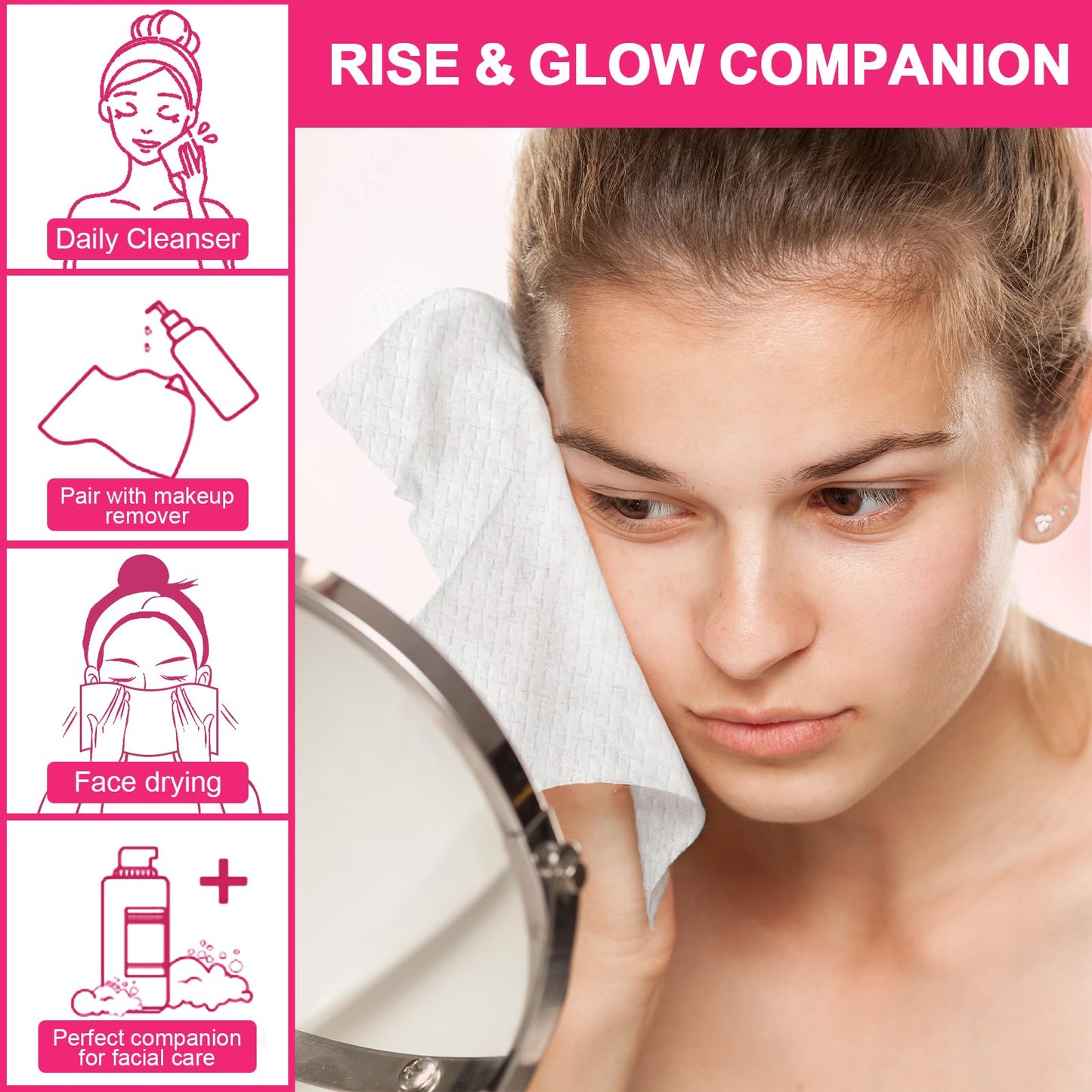FACEMADE 480 Count (4 Packs) Face Towels Disposable