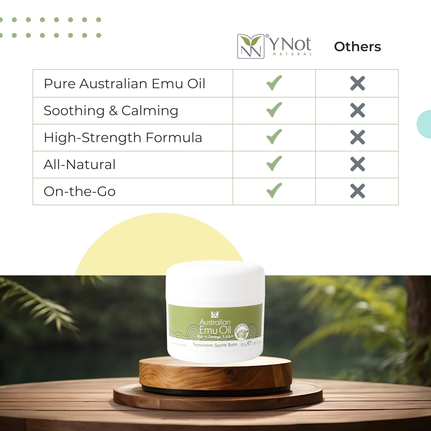 Y Not Natural Warming Muscle & Joint Balm with Emu Oil & Tea Tree – Natural Heat Rub for Post-Workout Muscle Comfort & Stiffness – 50g