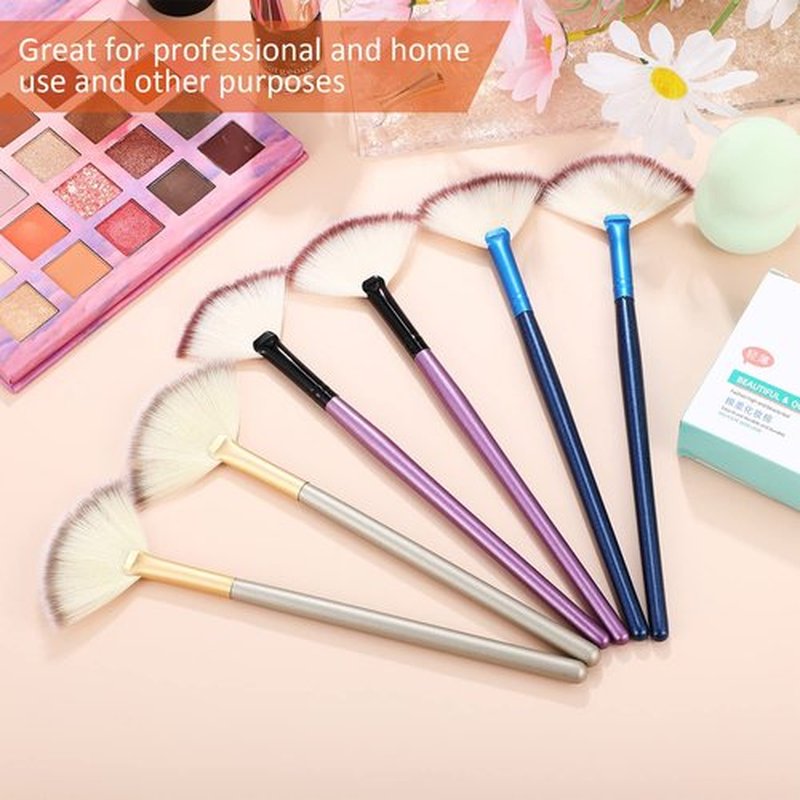 9 Pieces Facial Brushes Fan Mask Brushes, Soft Facial Applicator Brushes Tools for Peel Glycolic Mask Makeup for Mud Cream (Blue, Purple, Champagne)