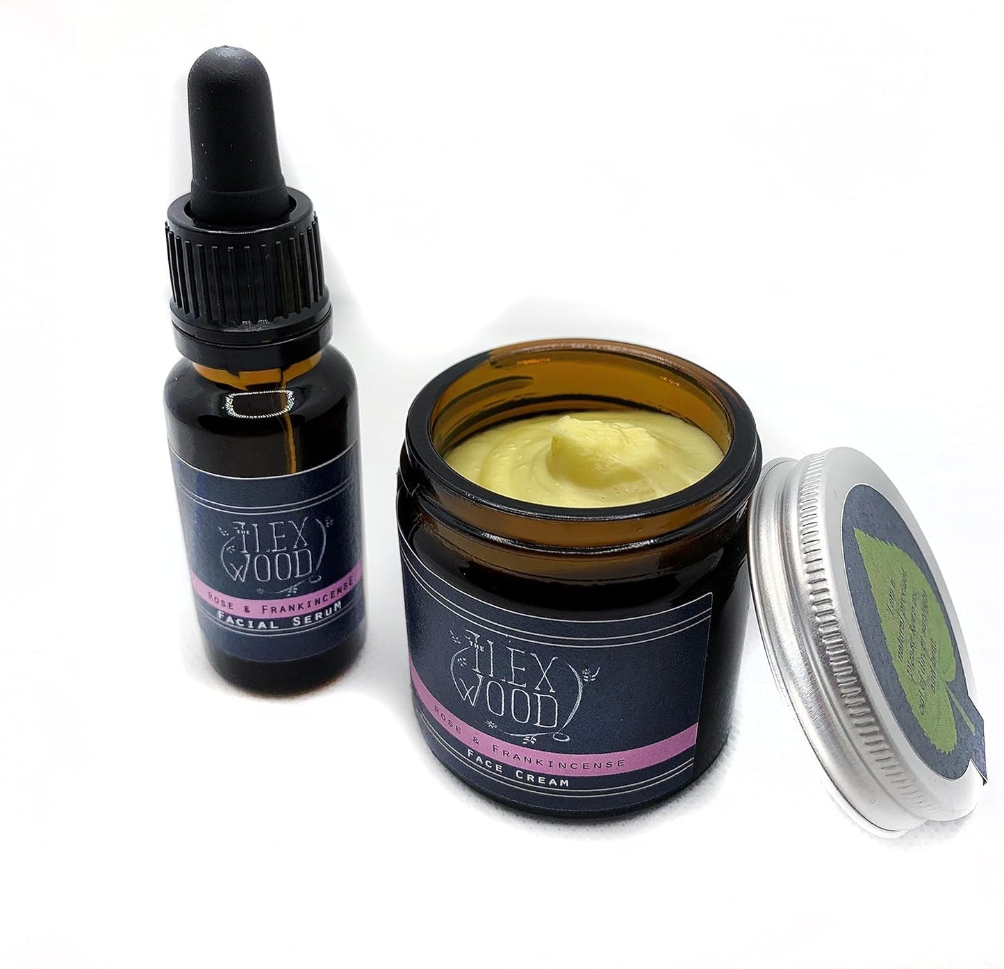 Rose and Frankincense Cream & Serum Gift Set - handcrafted in the UK, 100% Natural, Vegan, Moisturising, Anti Ageing, Cruelty Free, Palm Oil Free, Plastic Free