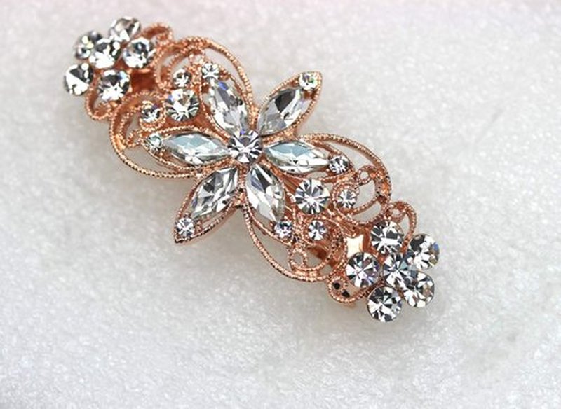 Faship Gorgeous Clear Rhinestone Crystal Flora Hair Barrette Clip