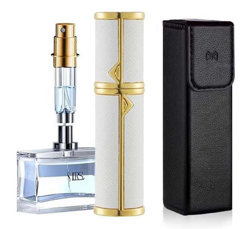 D-LOTUS Travel Perfume Bottle Refillable, Genuine Leather Perfume Atomizer Leakproof Mini Pocket Size Travel Cologne Sprayer for Cruise Car Trip Purse Gift 5ml