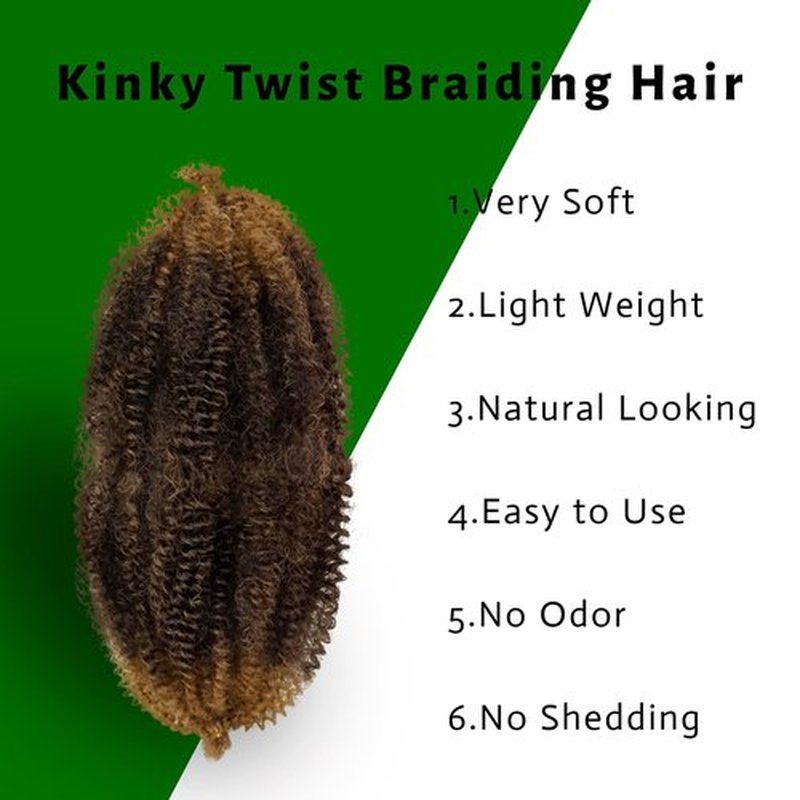 Marley Twist Braiding Hair 16 Inch Springy Afro Twist Hair 7 Packs Pre Fluffed Spring Twist Hair Ombre Brown Kinky Twist Hair Synthetic Curly Braiding Hair Extensions for Women (16 Inch,T30)