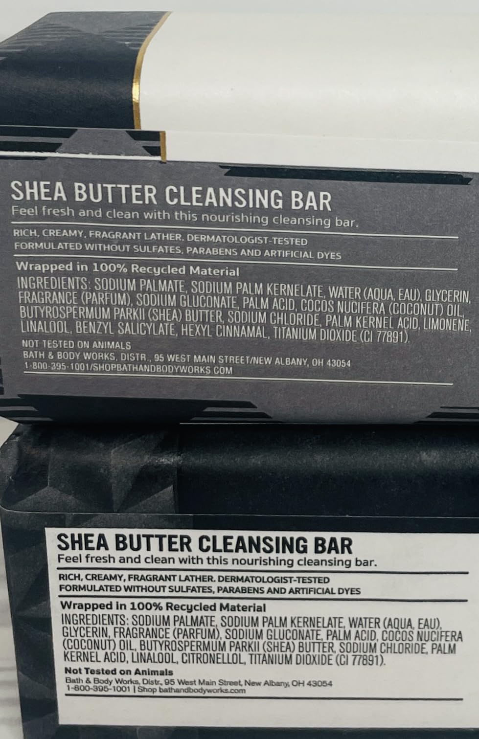 Bath and Body Works Men's Vanilla Noir and Gingham Legend Shea Butter Cleansing Bar Soap 4.2 oz Each Set of 2