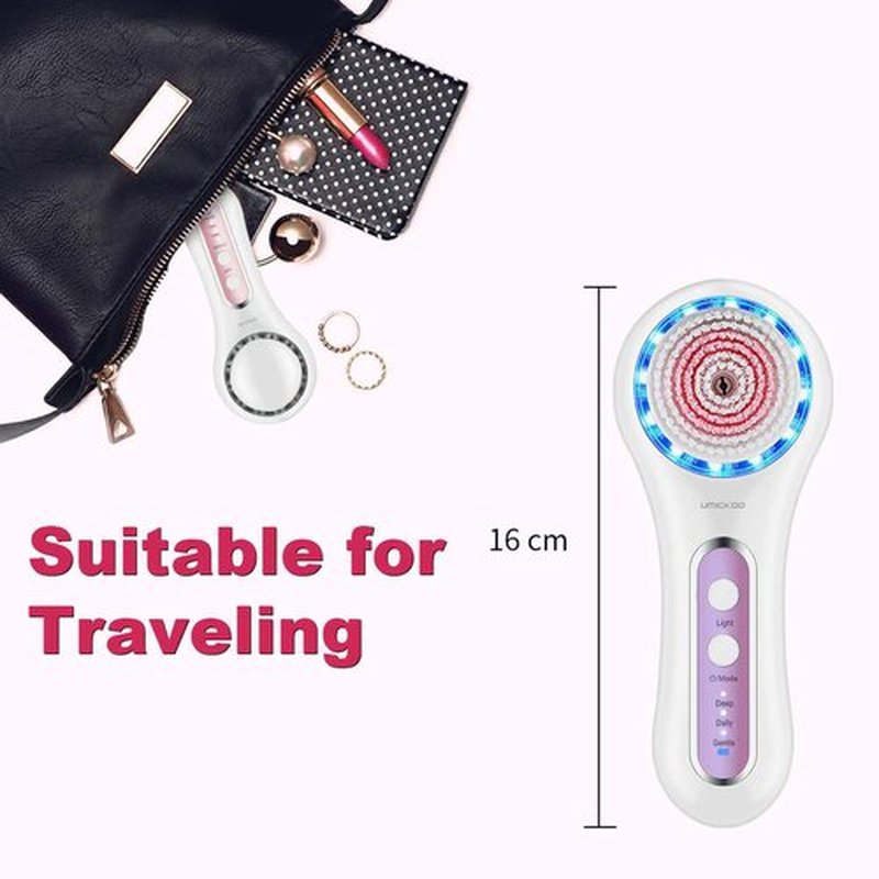 UMICKOO Face Scrubber Exfoliator,Facial Cleansing Brush Rechargeable IPX7 Waterproof with 5 Brush Heads,Electric Face Spin Brush for Exfoliating, Massaging and Deep Cleansing