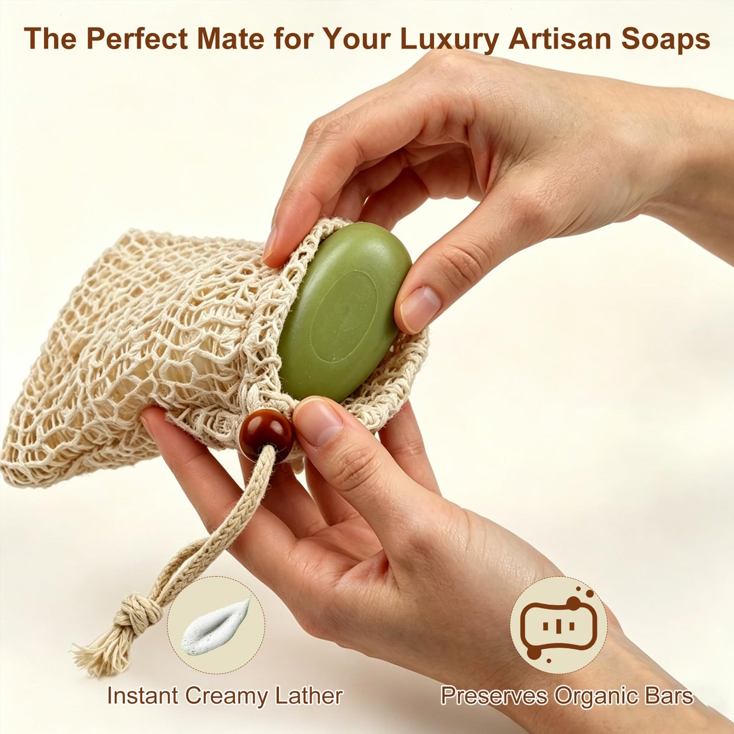 6-Pack Sisal Soap Bag, Exfoliating Soap Bar Bag, Soap Savers for Bar Soap
