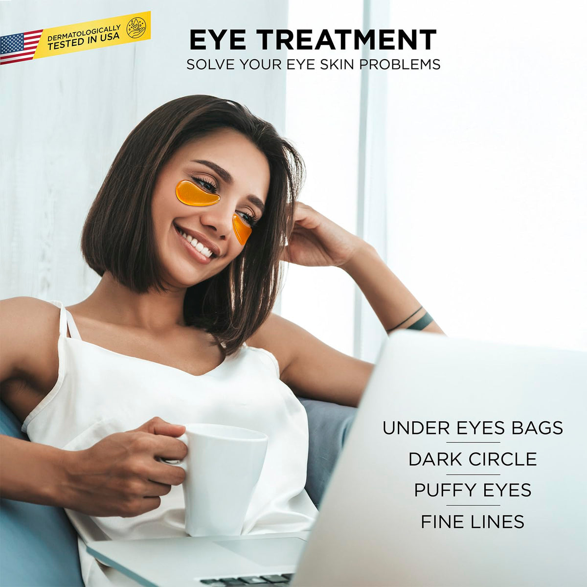 dermaUS Under Eye Patches – 20 Pairs Collagen Gold Eye Mask with Hyaluronic Acid, Green Tea, Aloe & Matcha – Puffy Eyes, Dark Circles, Wrinkles & Bags Treatment – For All Skin Types