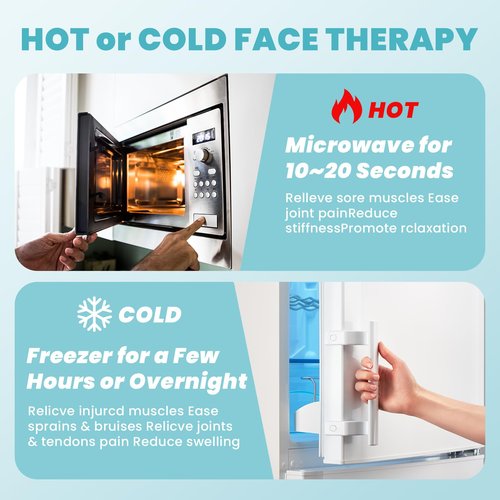 RelaxCoo Cold Face Eye Mask Ice Pack Reduce Face Puff,Dark Circles,Gel Hot Cold Compress,Face SPA for Woman Sleeping, Pressure, Headaches, Skin Care