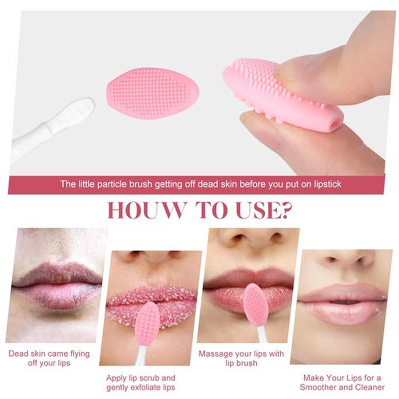 5 Pcs Lip Brush Tool Lip Scrub Brush Double-Sided Silicone Lip Exfoliator Brush Lip Scrubber Tool for Dark Lips