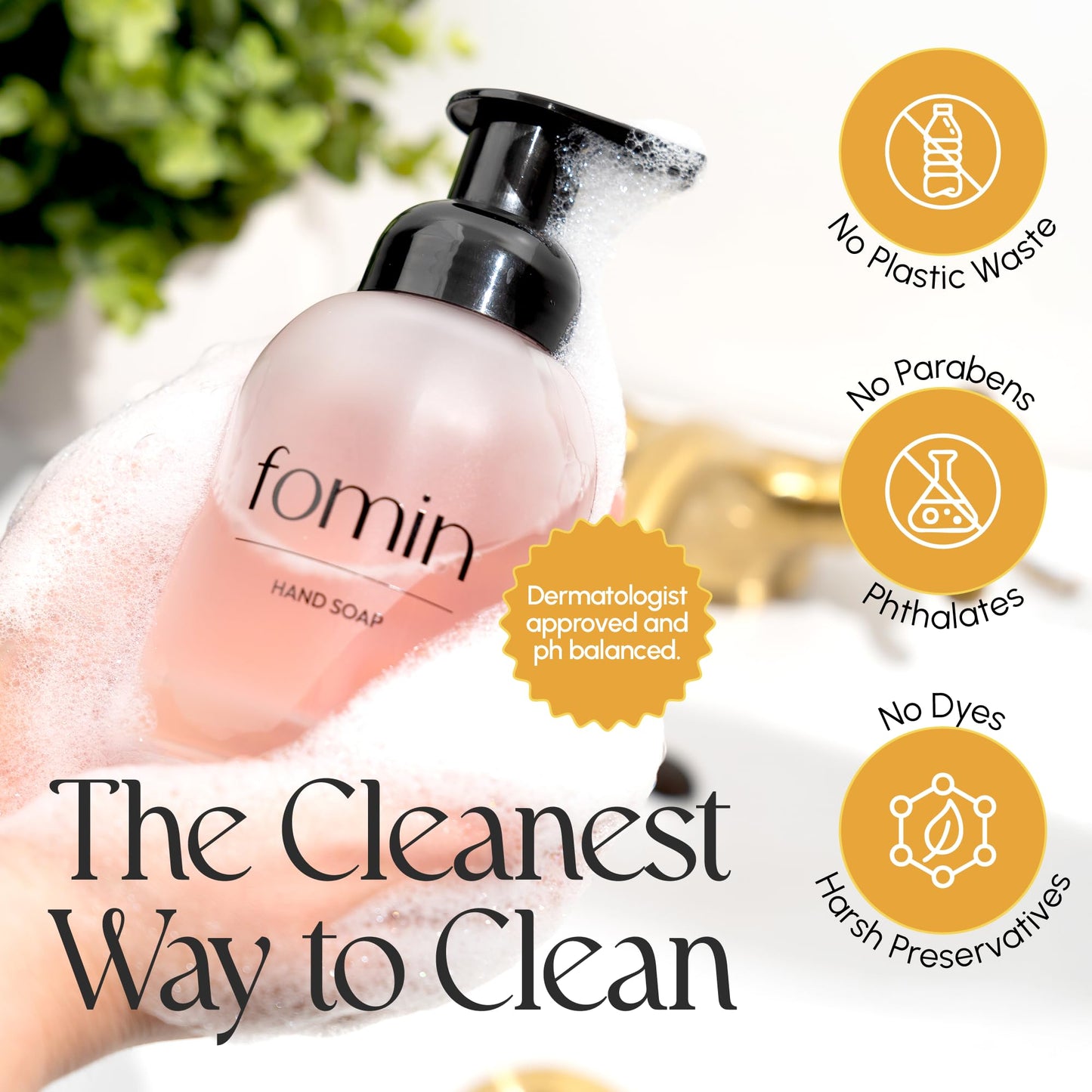 FOMIN Foaming Hand Soap Tablet Refills (6 Count) - Makes 48 fl oz (6 x 8 fl oz) - Honey Pear - Foaming Hand Soap Tablets, Sustainable Soap Tablets for Hand Wash