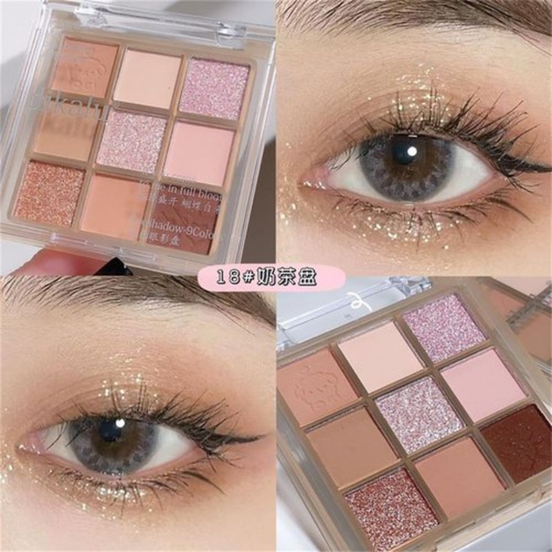 GHFCZOO Blooming Your Own Beauty Eyeshadow Palette, 9 Shades, Glitter and Matte Finishes (18#)