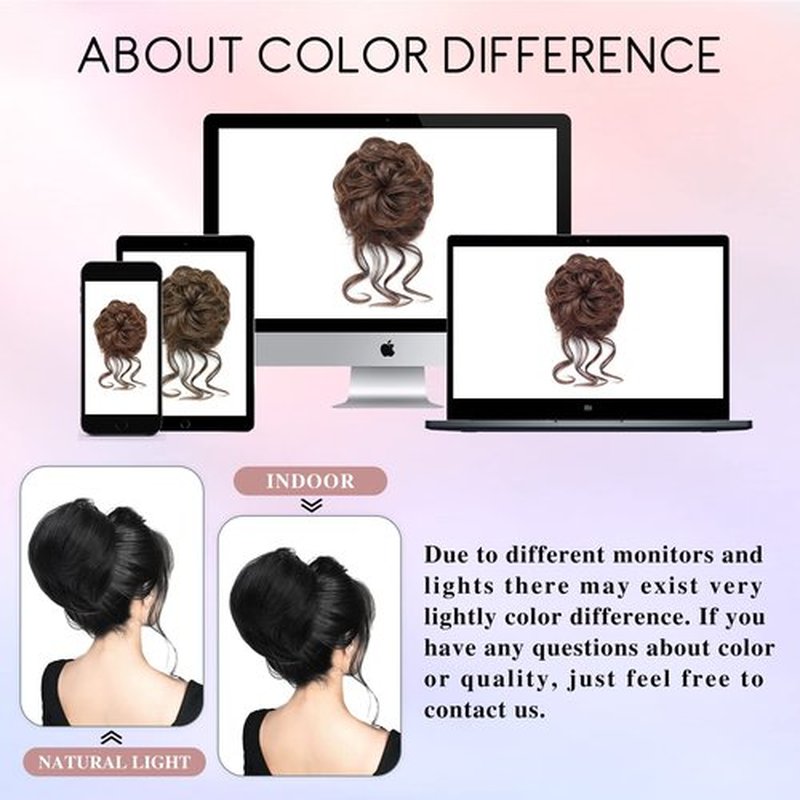 HSLHDI Messy Hair Bun Hair Piece for Women Short Bun Tousled Synthetic Elastic Scrunchies Hairpiece for Women Girls (1-5pcs, 6#-Dark Brown)…