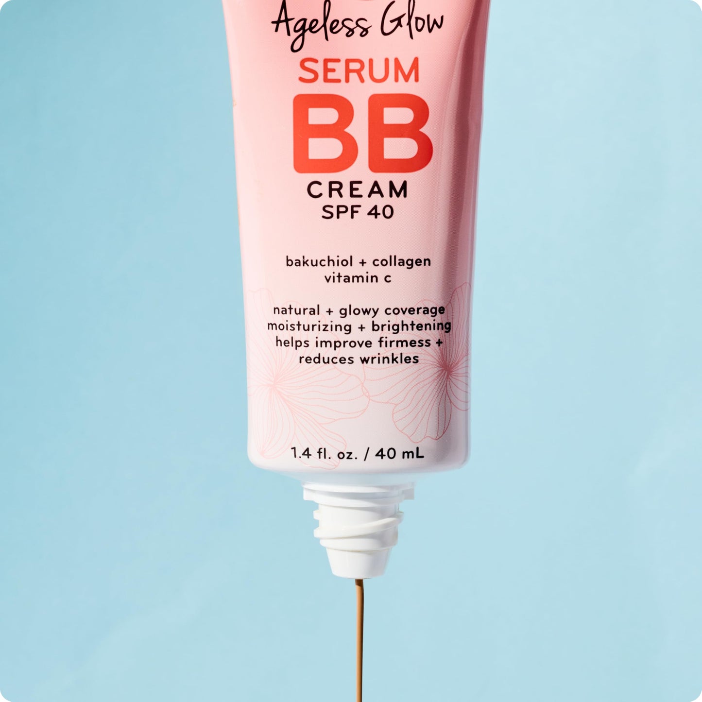 pūrlisse Ageless Glow Serum BB Cream SPF 40 - Glowy Tinted Moisturizer with SPF - Korean Skin Care Formula with Vitamin C & Bakuchiol to Firm, Brighten & Even Skin - Light (1.4 oz)