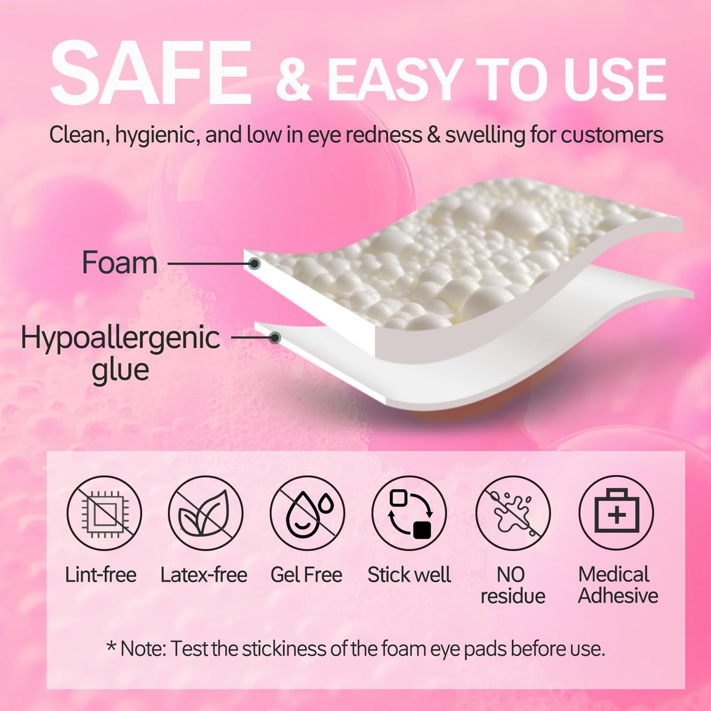 Under Eye Pads for Lash Extensions，Akissos Gen II 250 Pcs Premium Thick Foam Lash Pads, Foam Eye Pads for Eyelash Extensions,Eyelash Patches Non Slip, Eyelash Tape for All Skin & Watery Eyes
