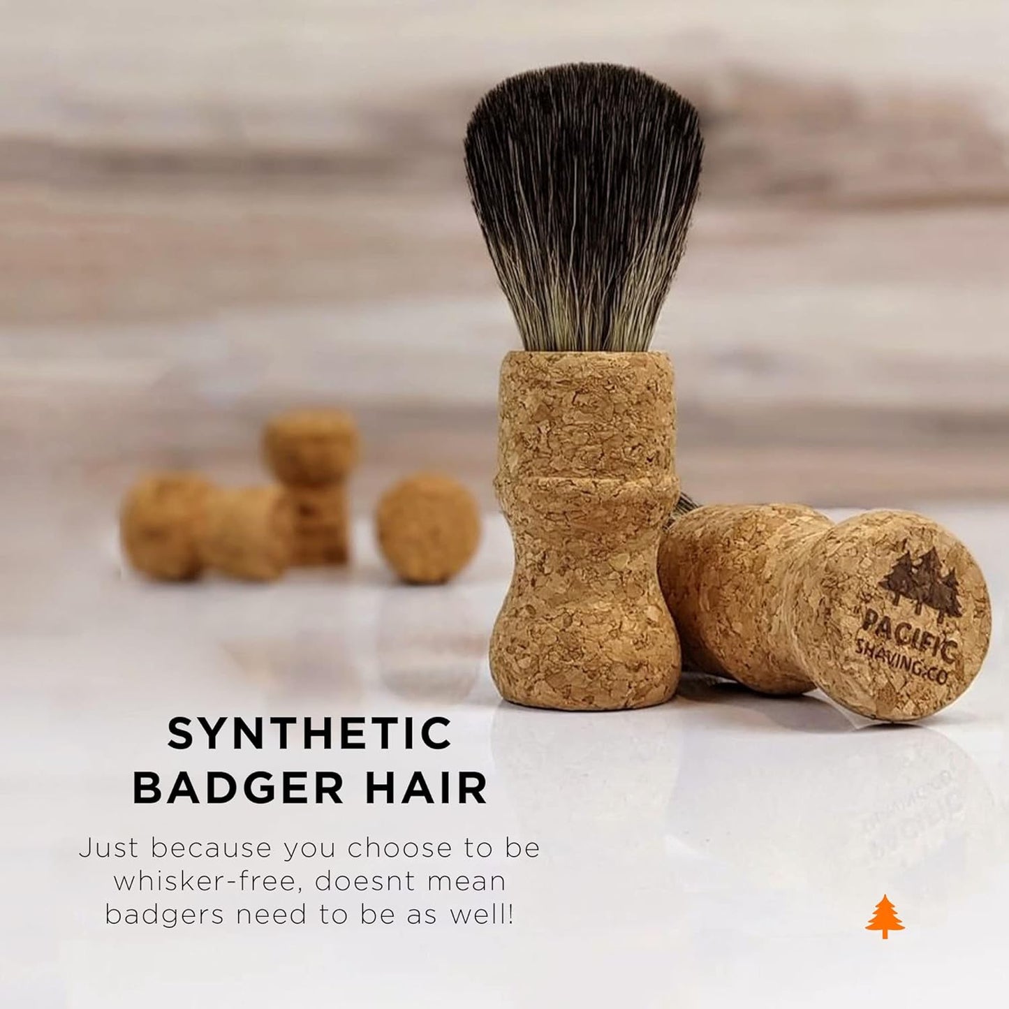 Sustainable Cork Handle Shave Brush - Premium Synthetic Hair | Eco-Friendly Design