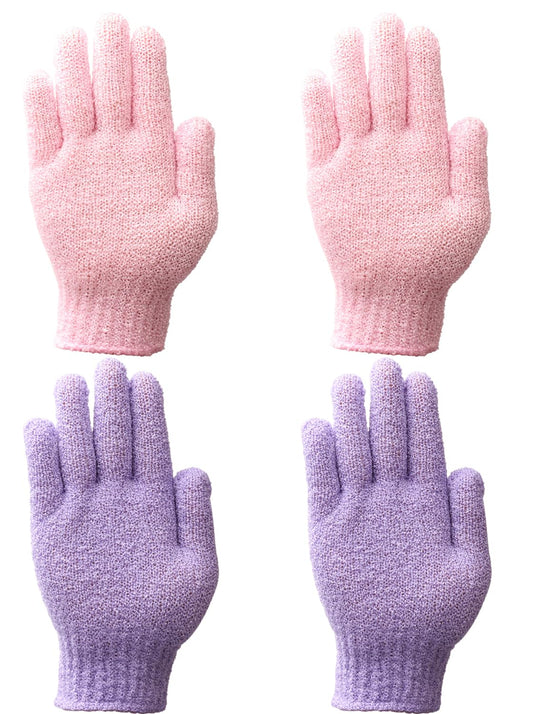 Shower Gloves,Double Sided Exfoliating Bath Gloves,Shower Body Scrub Gloves for Women & Men Deep Clean Skin Spa Massage Beauty Skin Shower Scrubber Bathing Accessories,#P207 (2pairs Color 06)