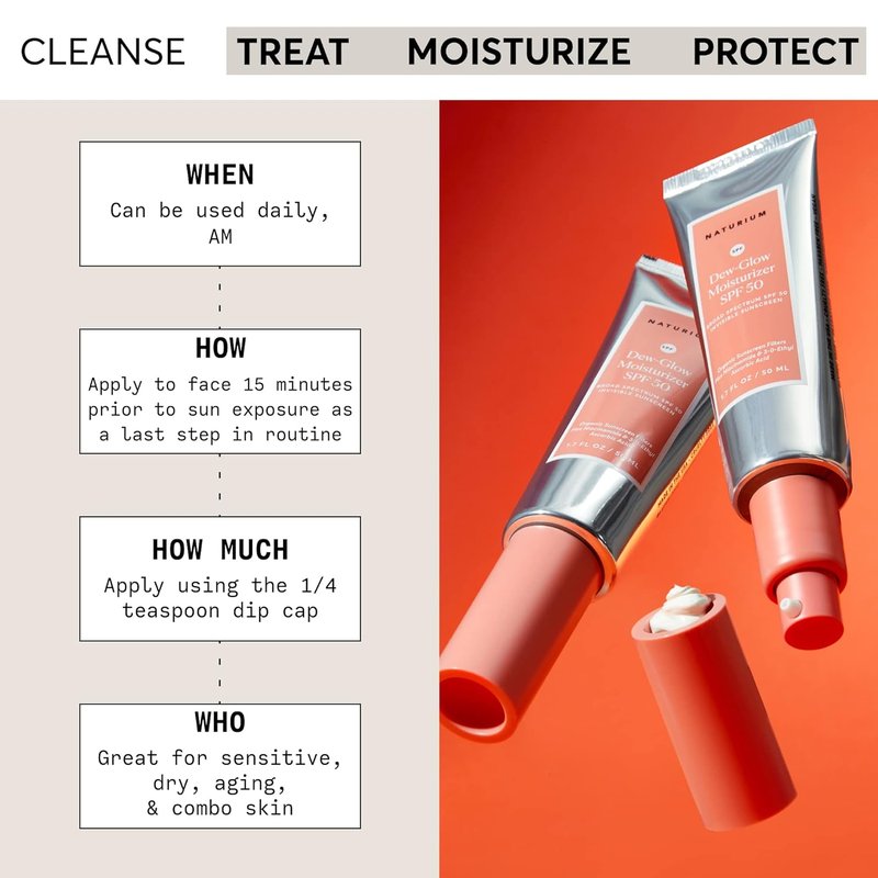 Naturium Dew-Glow Moisturizer SPF 50 - Daily Sunscreen & Face Primer | 1.7 oz, Dewy Finish