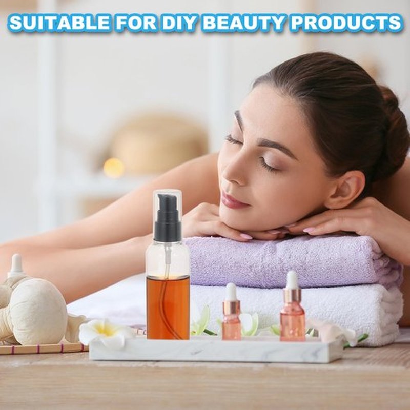 PATIKIL Travel Pump Bottles, 6 Pcs 3.4Oz(100ml) Leak Proof Refillable Empty Dispenser Container Squeeze Bottle with Pump for Shampoo Toiletries Lotion Cream, Brown