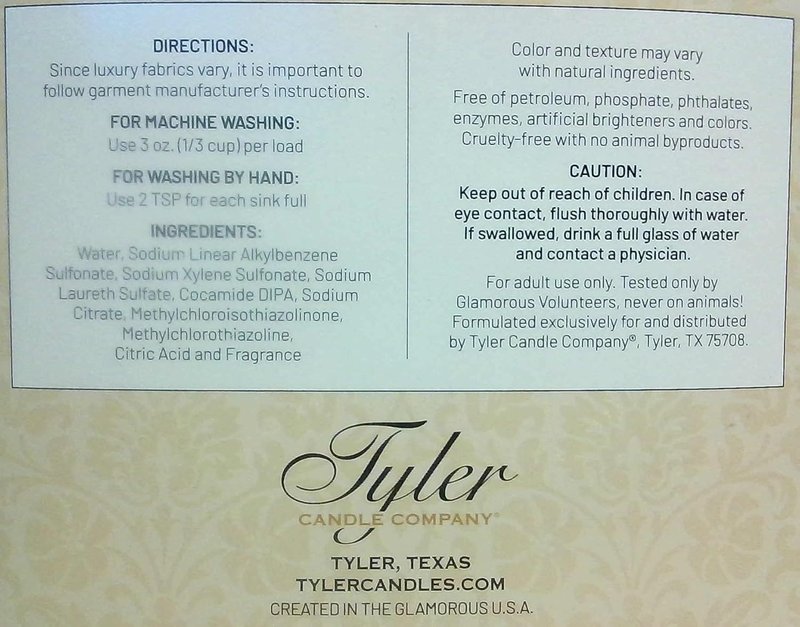 Tyler Candle Company Glam Wash Diva 32 Fl Oz Laundry Detergent - Spill Proof Cap & Dryer Sachet
