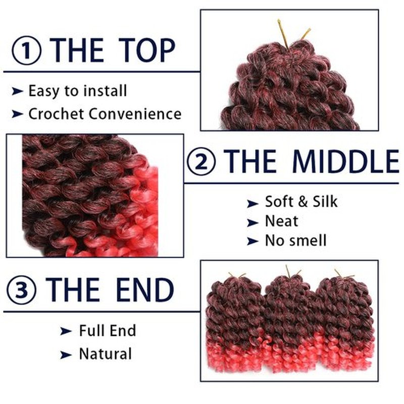 Crochet Braids Hair 8 Inch 3 Pack Jamaican Bounce Wand Curl Crochet Hair Synthetic Braiding Hair Extension Twist Crochet Hair (8 Inch (Pack of 3), Tpink)