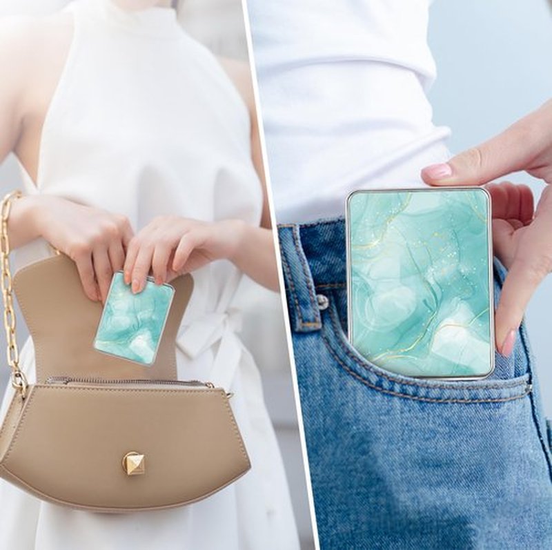 dcdcee Pocket Mirror, Small Travel Mirror with Magnification, Portable Double-Sided Magnifying Cosmetic Mirror for Daily (Beautiful Marble)