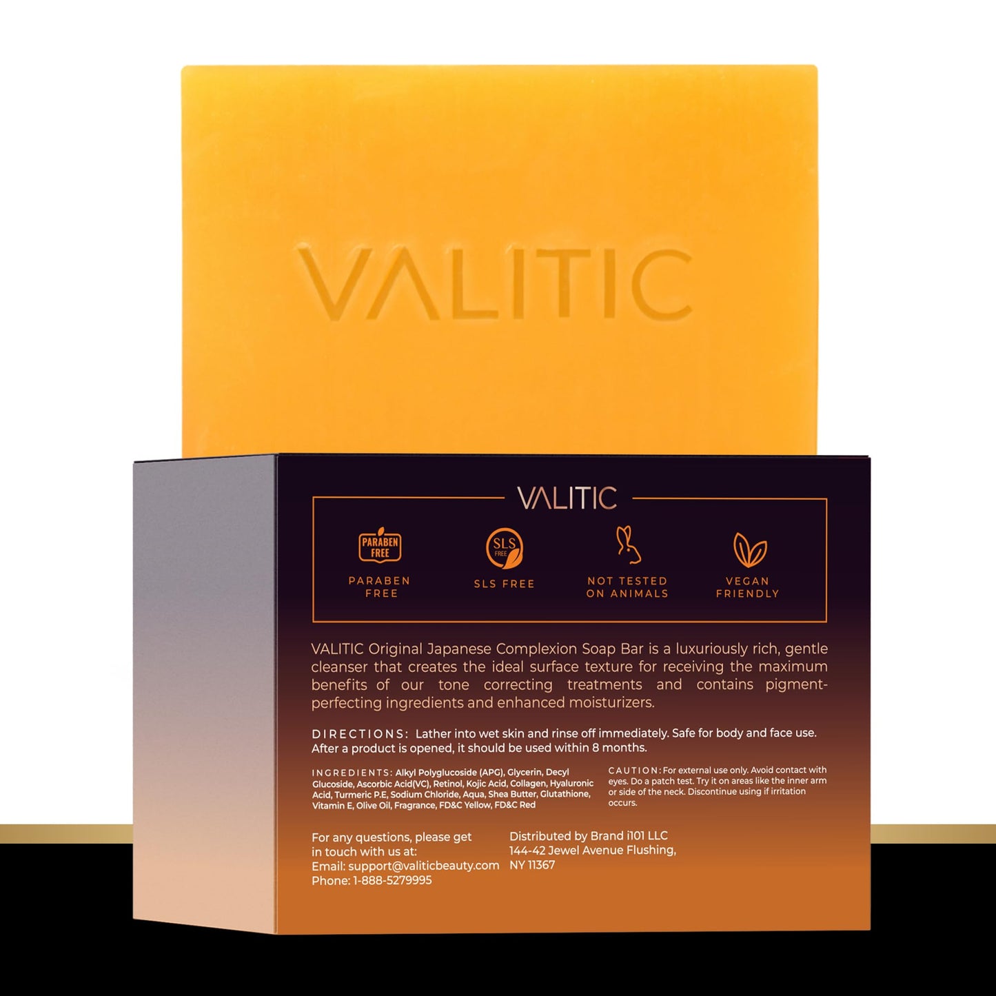 VALITIC Kojic Acid Soap for Hyperpigmentation - with Glutathione, Collagen & Vitamin C - Advanced Soap Bars with Turmeric - Original Japanese Complex for Dark Spot Correction - 3 Pack