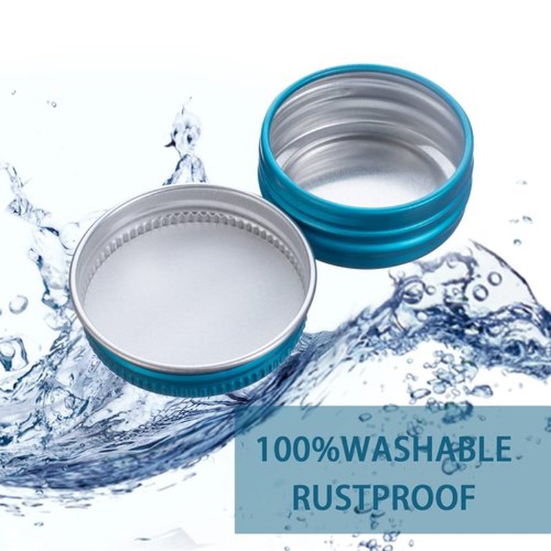 0.5 oz Screw Top Aluminum Tin Jar with Screw Lid and Blank Labels (Lake Blue - Pack of 32)