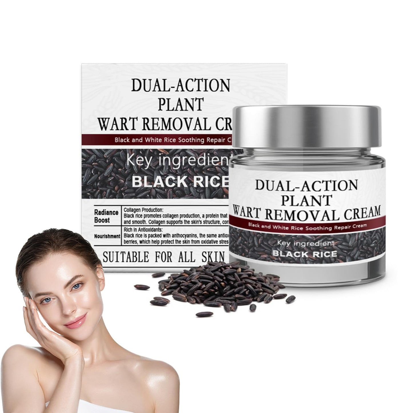 Callmynm Dual-Action Renewal Cream, Natural Black & White Rice Soothing Repair Cream, Hydrating Body Serum for Smoother-Looking Skin, Daily Nourishing Care for All Skin Types