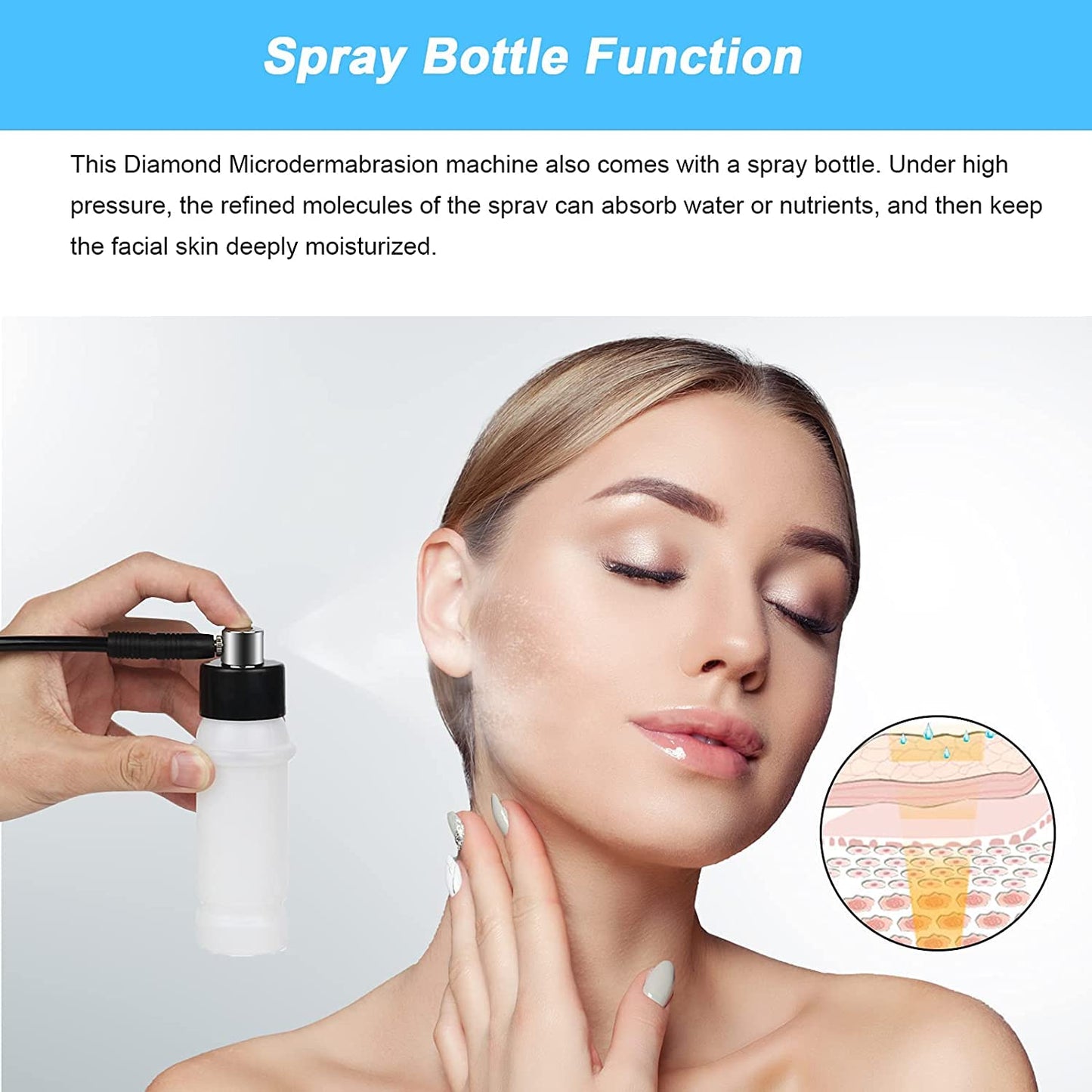 AIMENGXI 3 in 1 Diamond Microdermabrasion Machine, Professional Beauty Facial Care Equipment Microdermabrasion Device with Vacuum Spray Skin Care for Salon Personal Home Use,108a