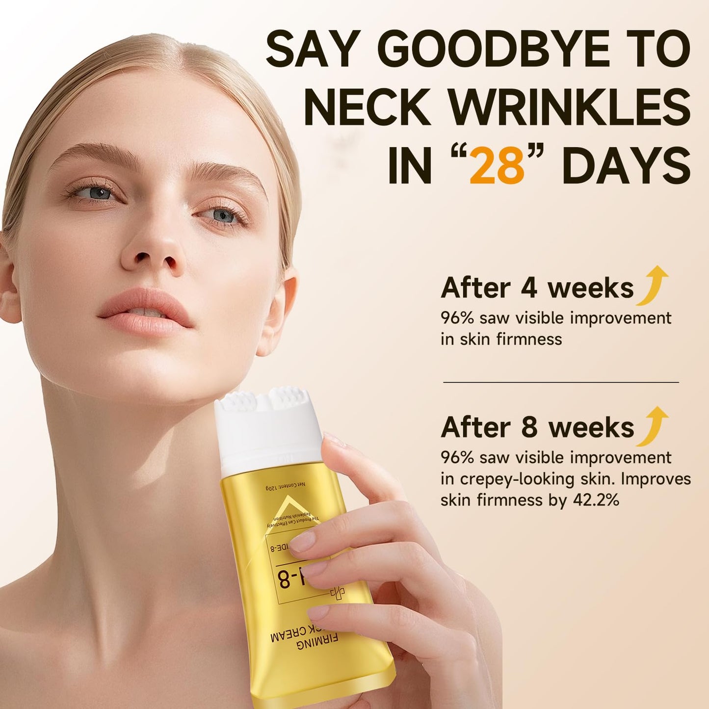Gaayou AH-8 Firming Neck Cream with Roller - Neck Firming Cream Advanced Tightening & Lifting Treatment Contains Hexapeptide for Crepey Skin, Sagging Neck and Wrinkles Women Men