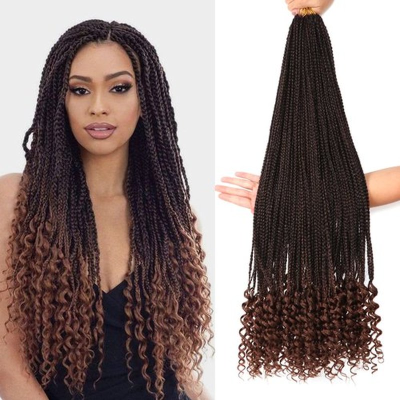 6 Packs Goddess Box Braids Crochet Hair 30 Inch Crochet Braids with Curly Ends Bohemian Crochet Hair Hair for Black Women (30 Inch (Pack of 6), T30#)