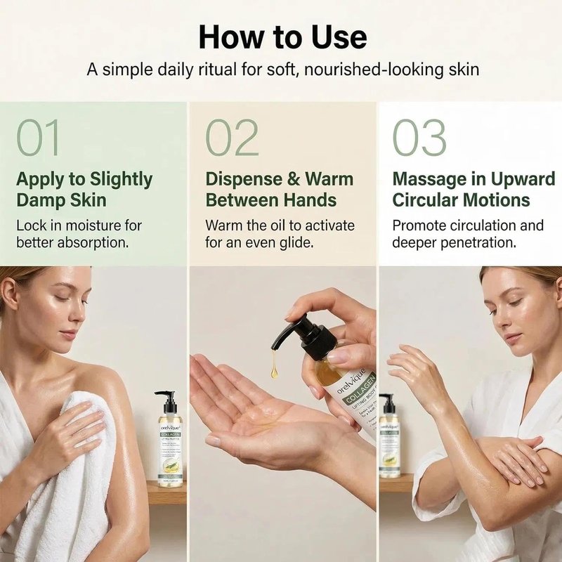 Collagen Oil for Skin Tightening | Fast-Absorbing Moisturizing Oil with Marine Collagen & Jojoba - 1pc