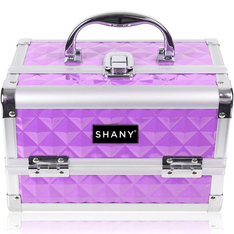 SHANY Chic Makeup Train Case Cosmetic Box Portable Makeup Case Cosmetics Beauty Organizer Jewelry storage with Locks, Multi trays Makeup Storage Box with Makeup Mirror - Purple