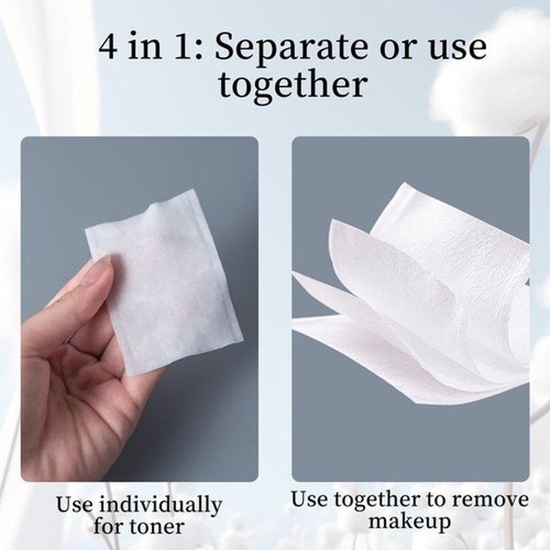 SHINO Multi Purpose Cotton Pads for Face, 4-Layer Cotton Pads Makeup Remover 100% Cotton Chemical Free Biodegradable 2" x 3" Sensitive Skincare Pads (6 Pack)