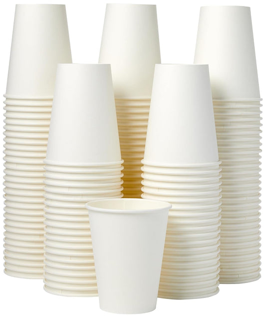 Disposable Paper Cups - 12 Oz Hot & Cold Beverage Cups | White, 1000 Count