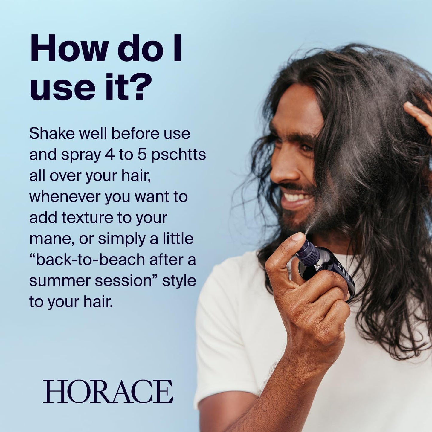 HORACE Texturising Hair Styling Spray - Texture Spray for Enhanced Movement and Volume - Light Hold and Easy Rinse - Contains 95.3% Natural Ingredients - No Parabens or Silicones - Vegan, 100 ml