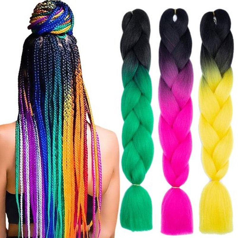 TENGSHUO FLY 3 Packs 24 Inch Braiding Hair Ombre Jumbo Braiding Hair for Women Extensions 24 Inch Kanekalon Heat Resistance Synthetic Hair for Braiding (24 Inch (Pack of 3), B7/B11/B15)