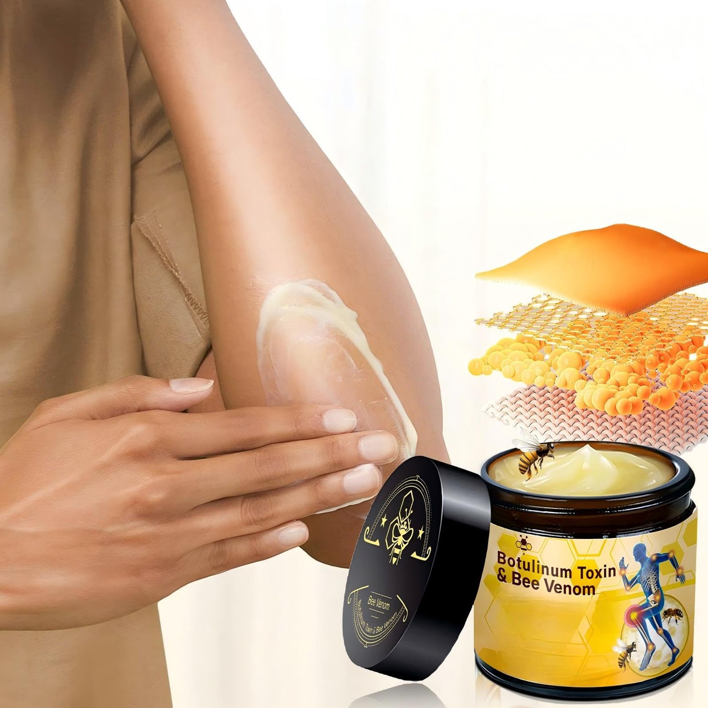 2 Pcs Botulinum Bee Venom Bone Healing Cream,Soothing Joint Muscle Rub for Back, Neck, Hands, Feet.