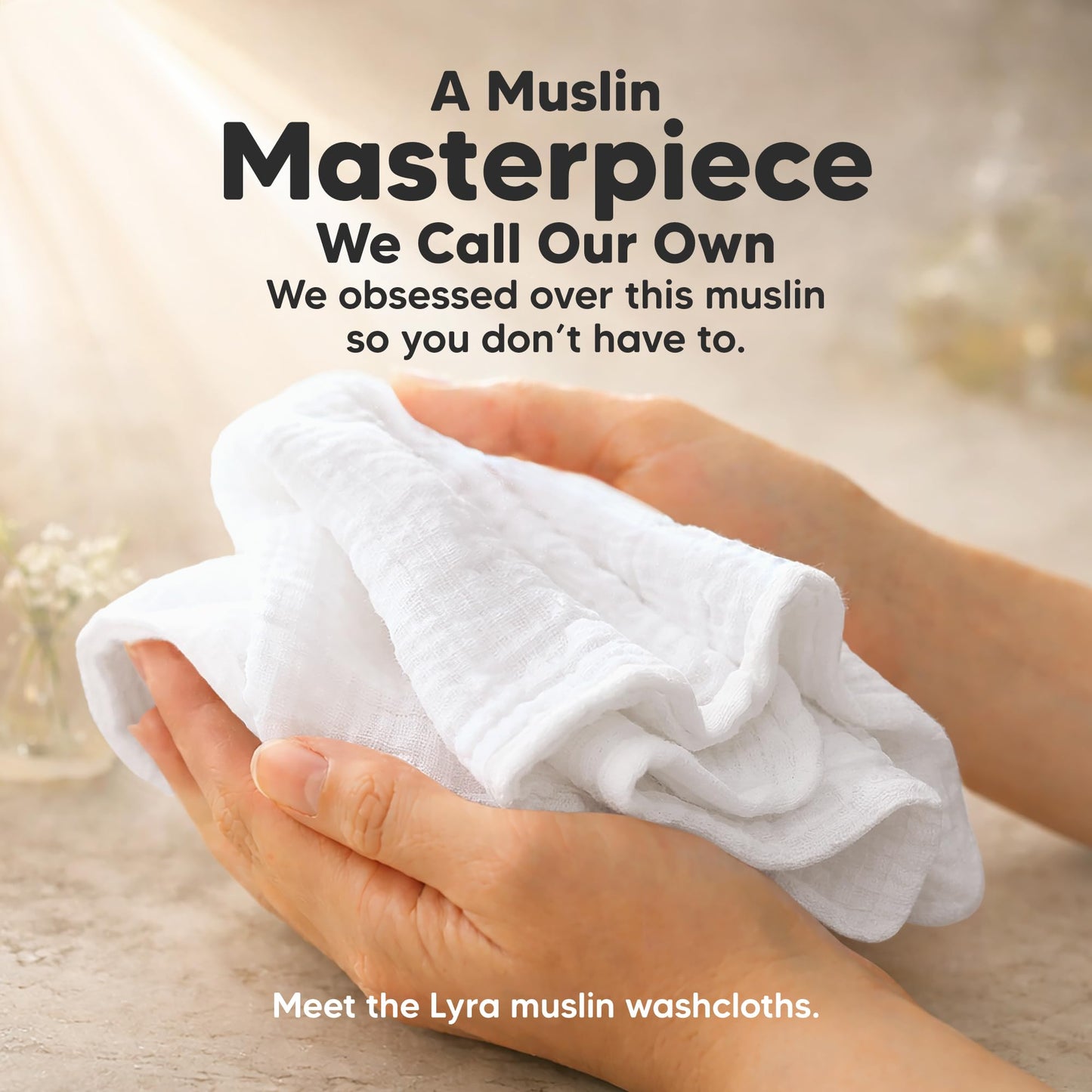 5-Pack Muslin Baby Washcloths for Newborn – 12x12" Soft Absorbent Organic Cotton Muslin Wash Cloths for Babies Girl, Boy, Infant, Toddlers, Kids Face Towel, Bath Essentials,Baby Burp Rags (Soft White)