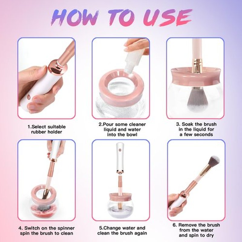 Makeup Brush Cleaner Machine - Super Fast Makeup Brush Cleaner and Dryer - Automatic Brush Cleaner Tool Suit for Most Makeup Brush Sizes