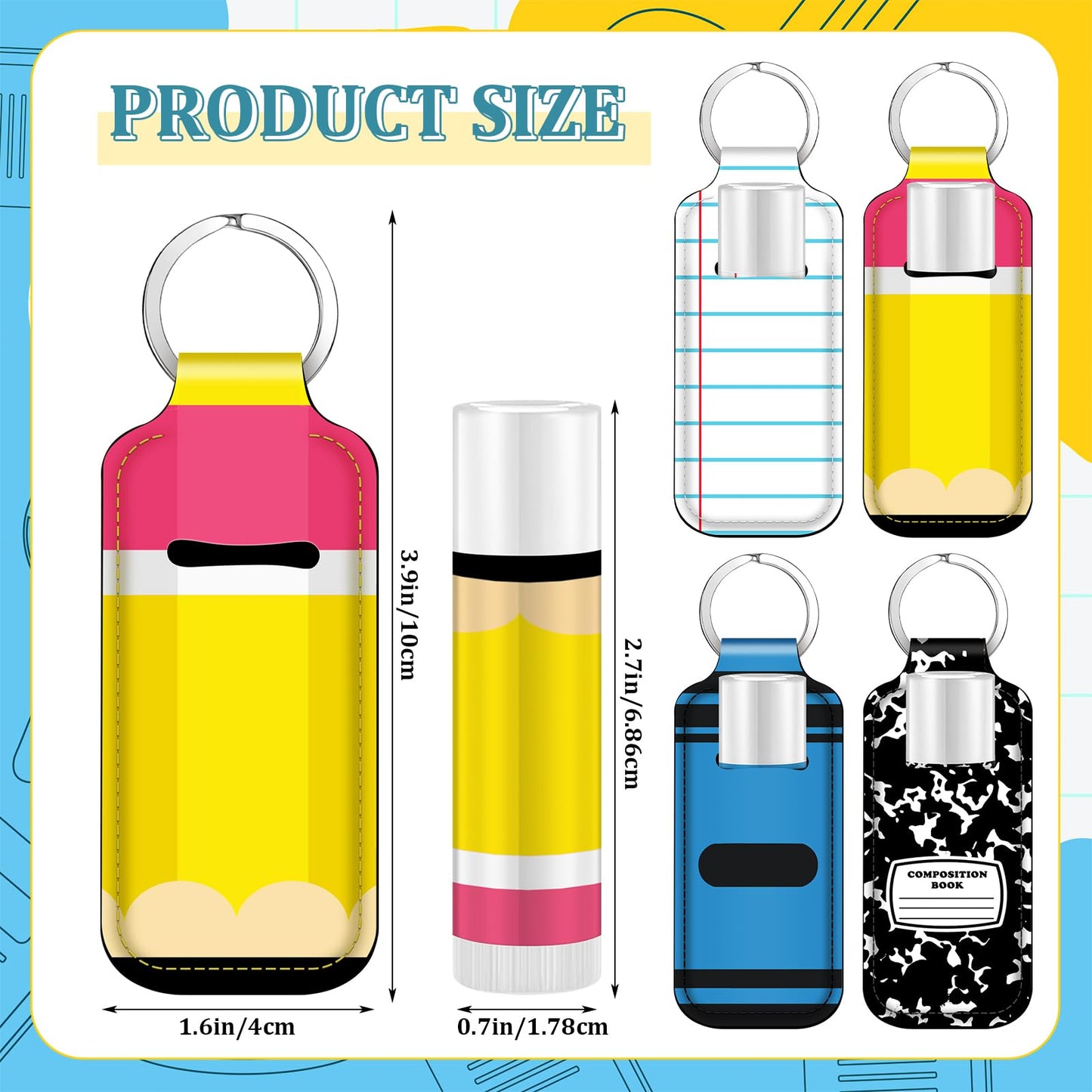 Loopeer 48 Pcs/24set Back to School Teacher Gifts Bulk Lip Balm and Lipstick Holder Keychian Teacher Appreciation Gifts Crayon Pencil Thank You for First of Year Welcome Back to School Party Favors