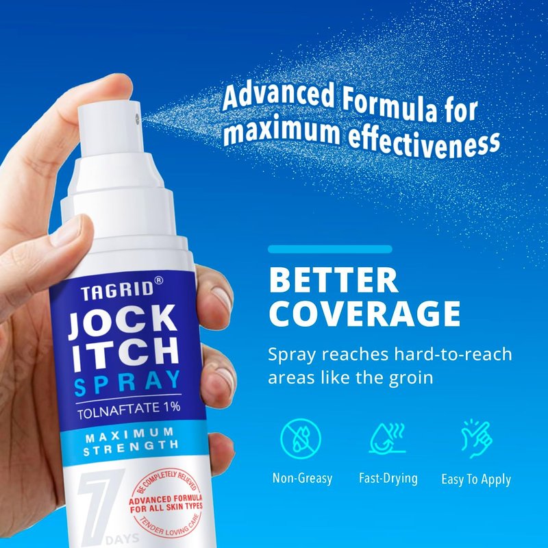 TAGRID Jock Itch Spray - Maximum Strength Antifungal Treatment for Itchy Skin Relief | 3.5 Fl Oz