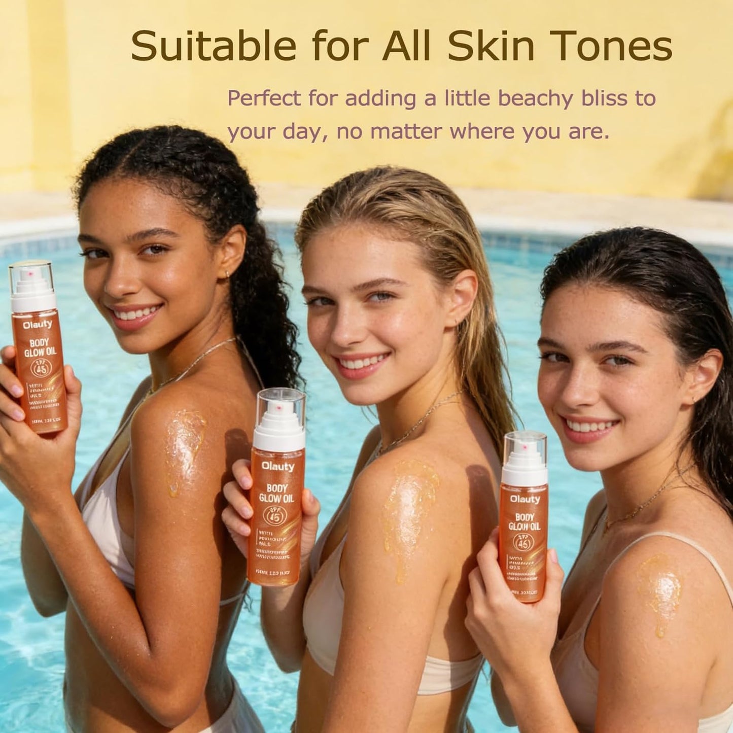 SPF Body Oil SPF 45, Shimmer Body Oil with Coconut Oils