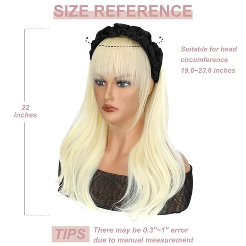 Soulwigger 22 inch Synthetic Black Headband Hair Wig Curly Body Wave Glueless Bleach Blonde Wigs For Women With None Lace Front