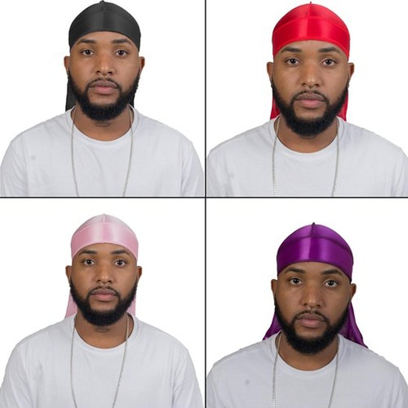4PCS Silky Durags for Men Women 360 Waves with 1 Wave Cap, Silky Satin Durag Extra Long Tails