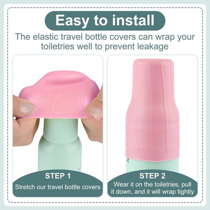 NACHLYNN 10 Pack Silicone Bottle Covers Pink Silicone Travel Size Container Sleeves Travel Bottle Covers Reusable Travel Sleeves for Toiletries for Men Women Travel Toiletry Bag Accessories