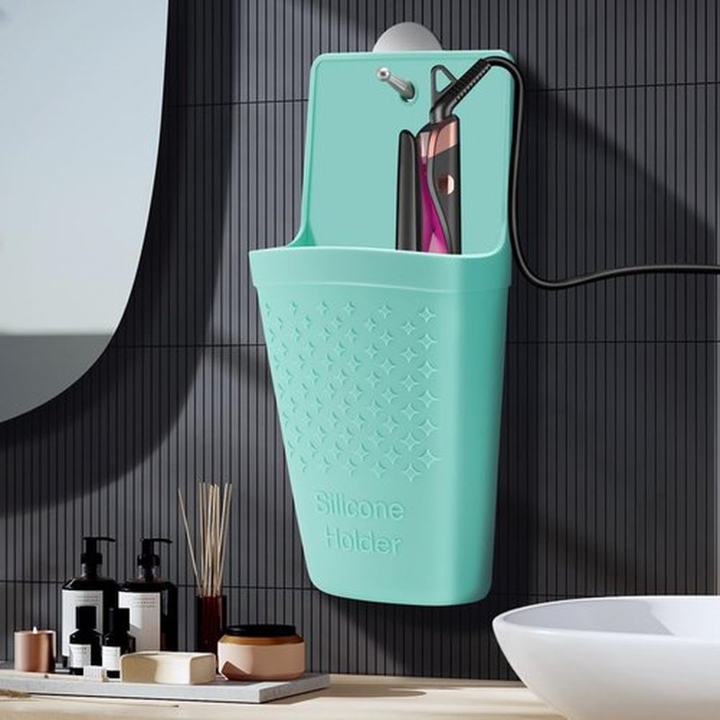CROWATTS Heat Resistant Silicone Hair Iron Mat and Pouch,Portable Travel Hair Straightener Mat and Holder for Hair Styling Tools.1 Pack.(Mint Green)