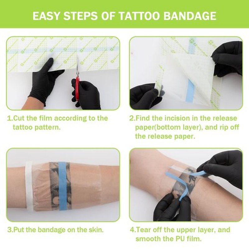 EZ Tattoo Aftercare Waterproof Bandage Derm Film Roll 6 Inch x 10.9 Yard Transparent Adhesive Wraps Protect and Heal Dressing Tape for Second Skin Protection and Recovery