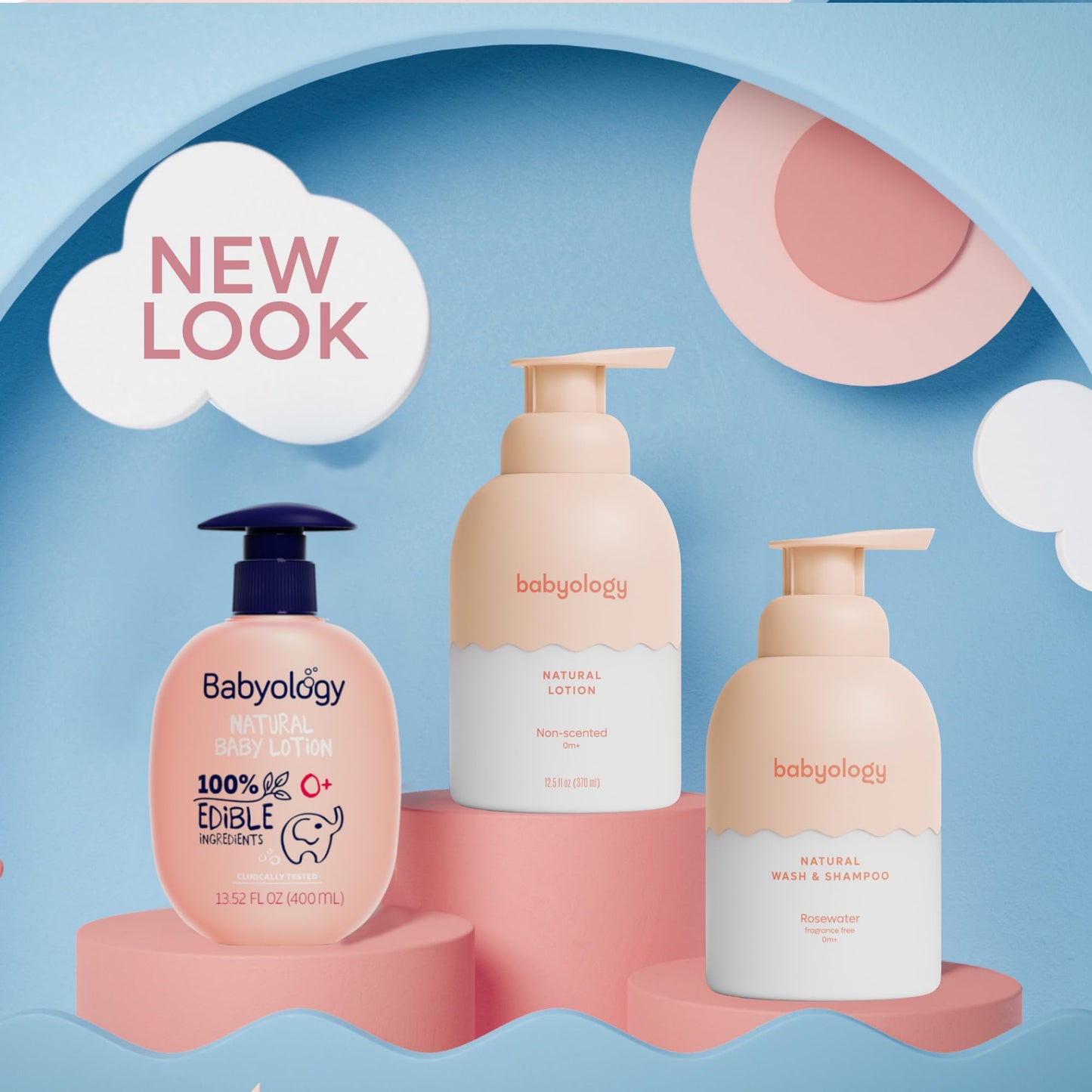 Babyology - 100% Edible Ingredients - All Natural Baby Wash and Shampoo Lavender + Organic Baby Lotion SET - 12 FL OZ Good for Sensitive Skin or Eczema - Non Toxic - Fragrance Free (Set of 2)